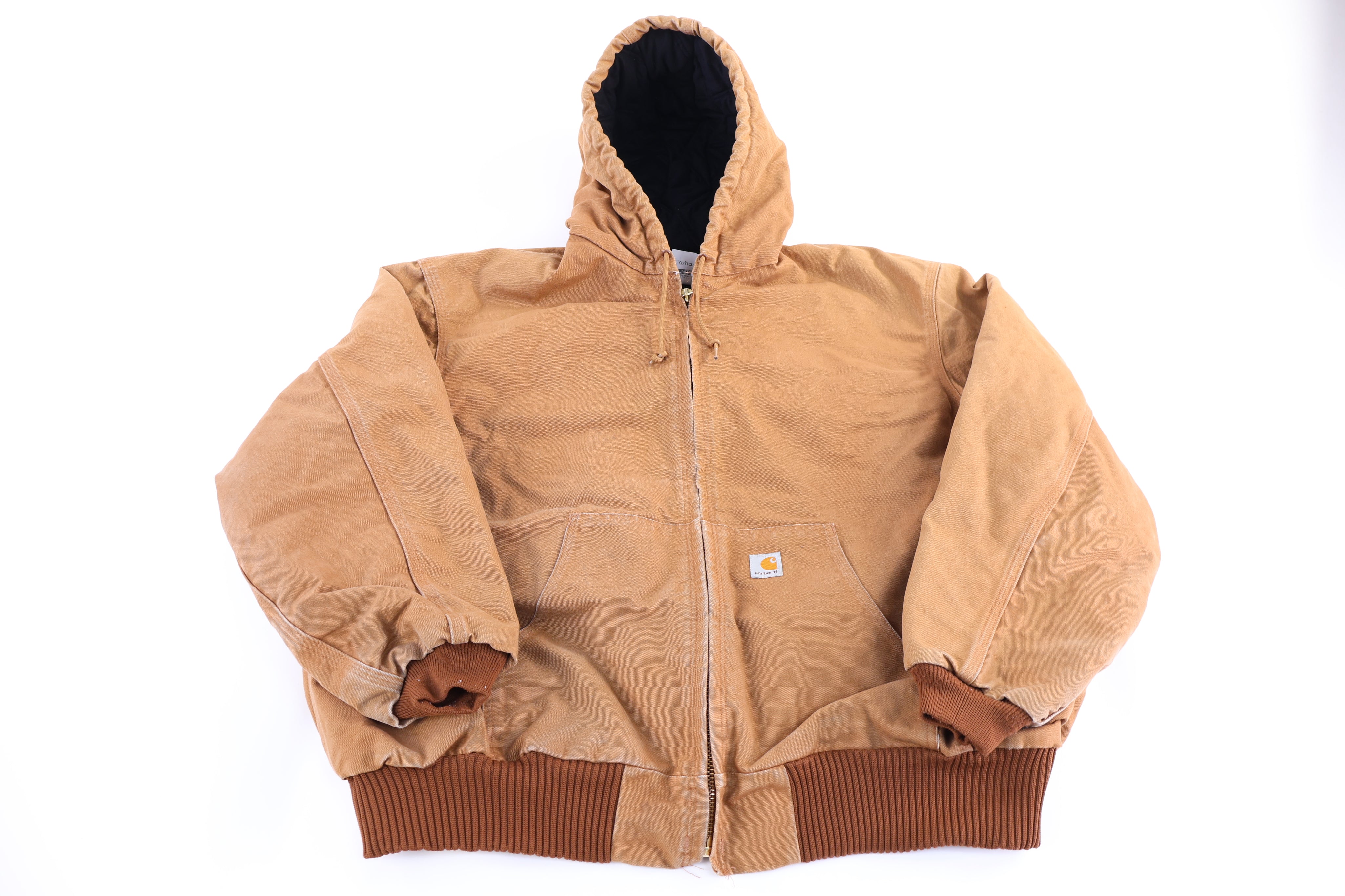 Carhartt Logo Patch Tan Full Zip Jacket - Jacket - Thrifted Threads