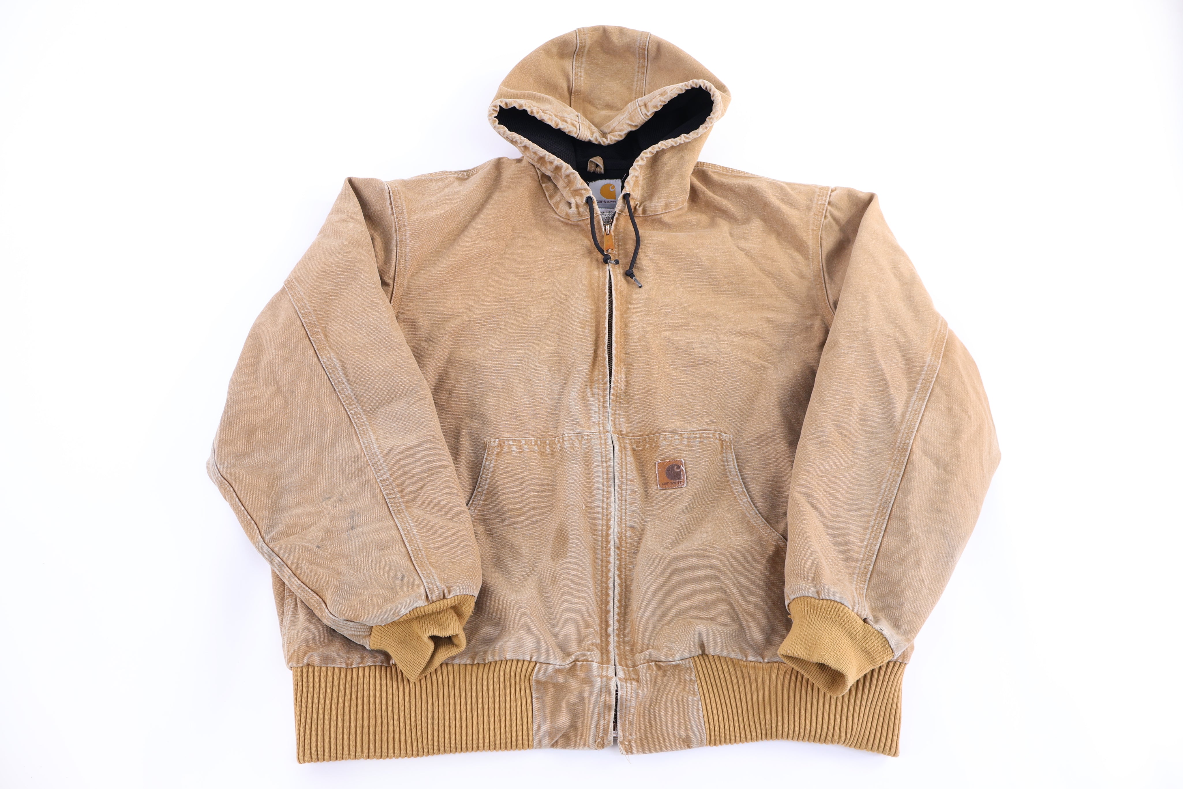 Carhartt Logo Patch Tan Full Zip Jacket - Jacket - Thrifted Threads