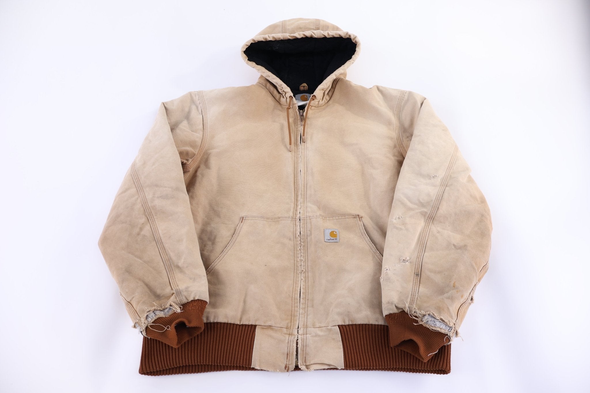 Carhartt Logo Patch Tan Full Zip Jacket - Jacket - Thrifted Threads
