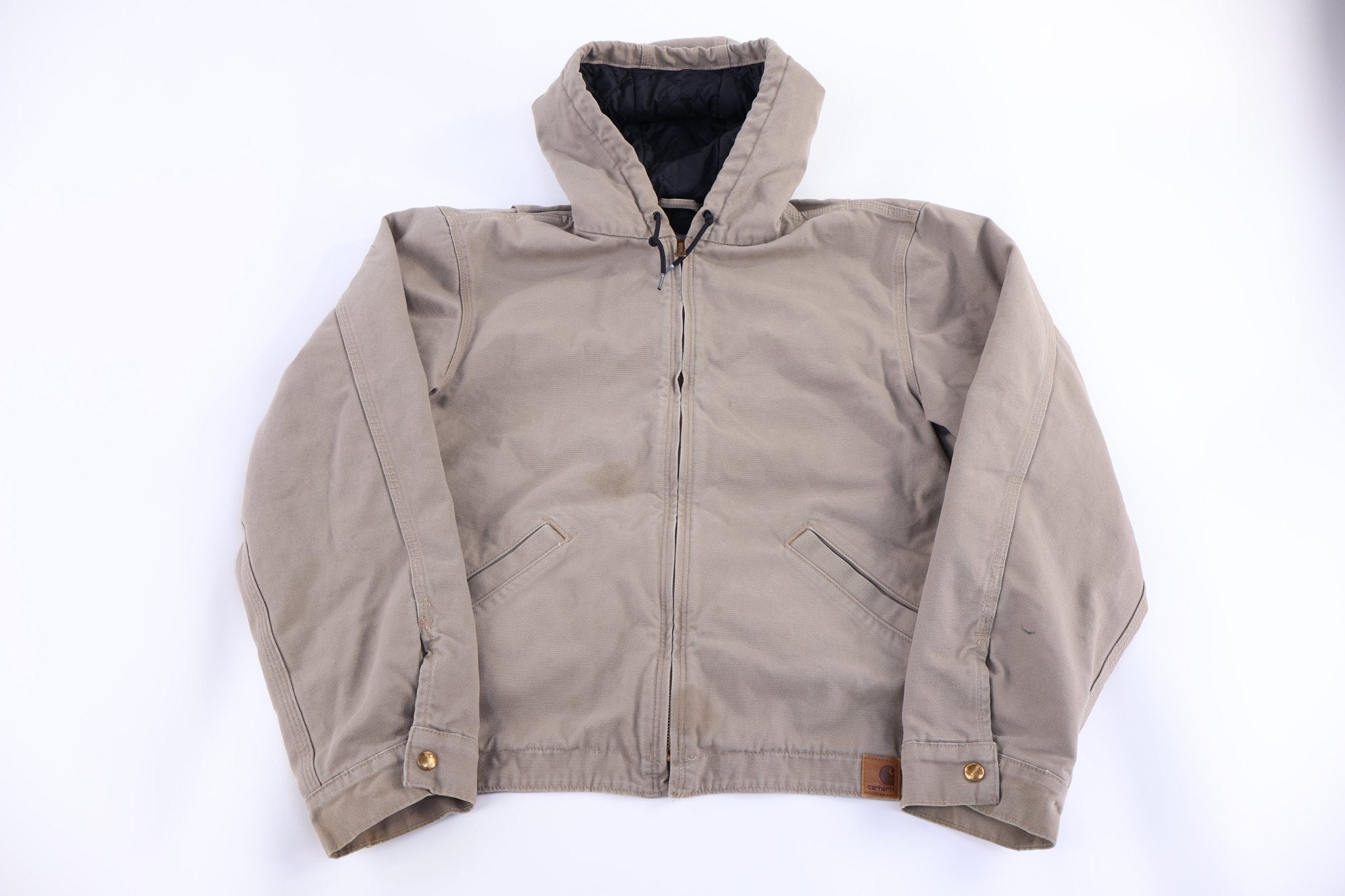 Carhartt Logo Patch Tan Full Zip Jacket - Jacket - Thrifted Threads