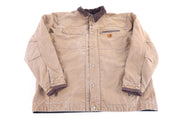 Carhartt Logo Patch Tan Full Zip Jacket - Jacket - Thrifted Threads