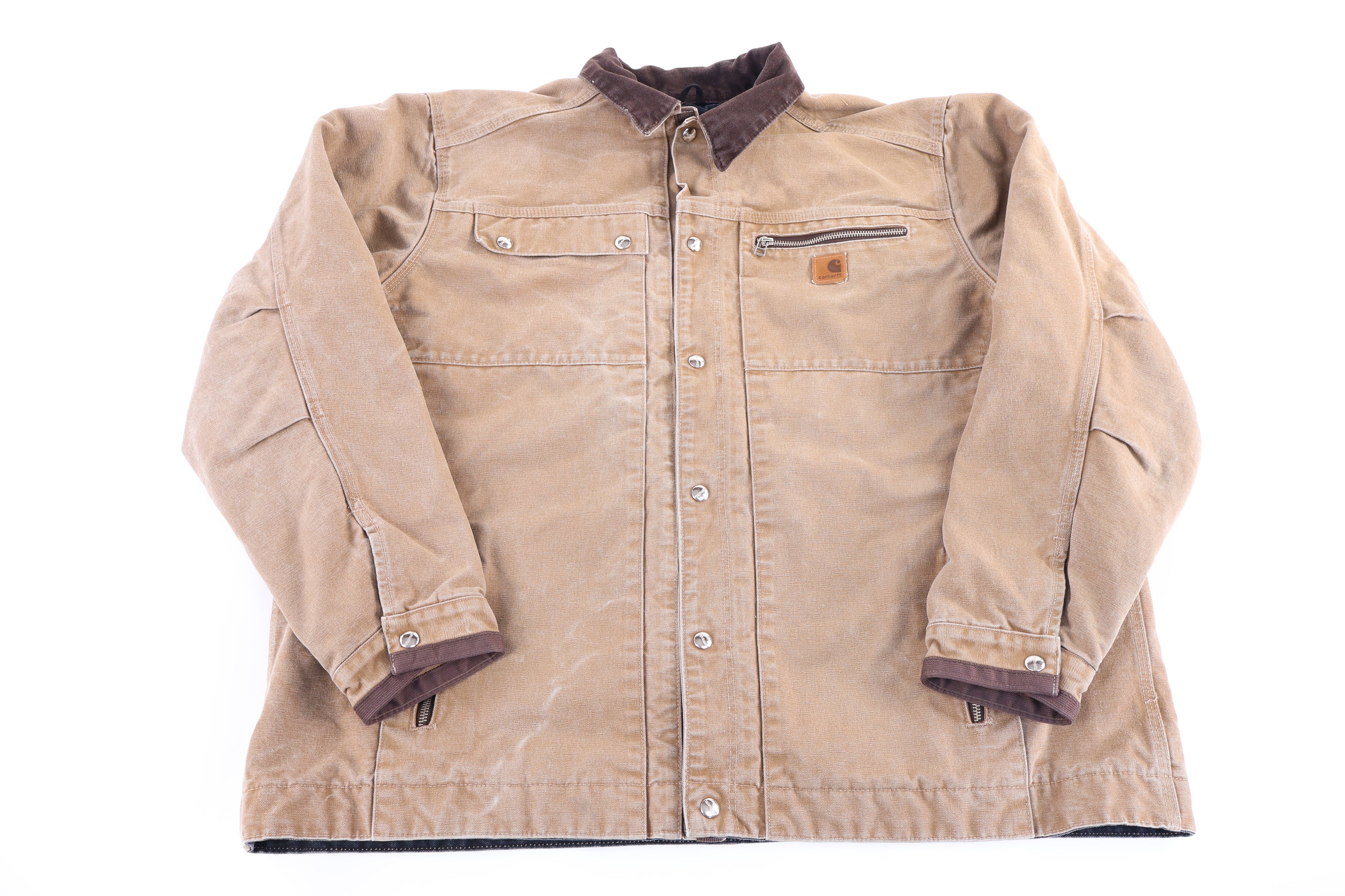 Carhartt Logo Patch Tan Full Zip Jacket - Jacket - Thrifted Threads
