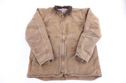 Carhartt Logo Patch Tan Full Zip Jacket - Jacket - Thrifted Threads