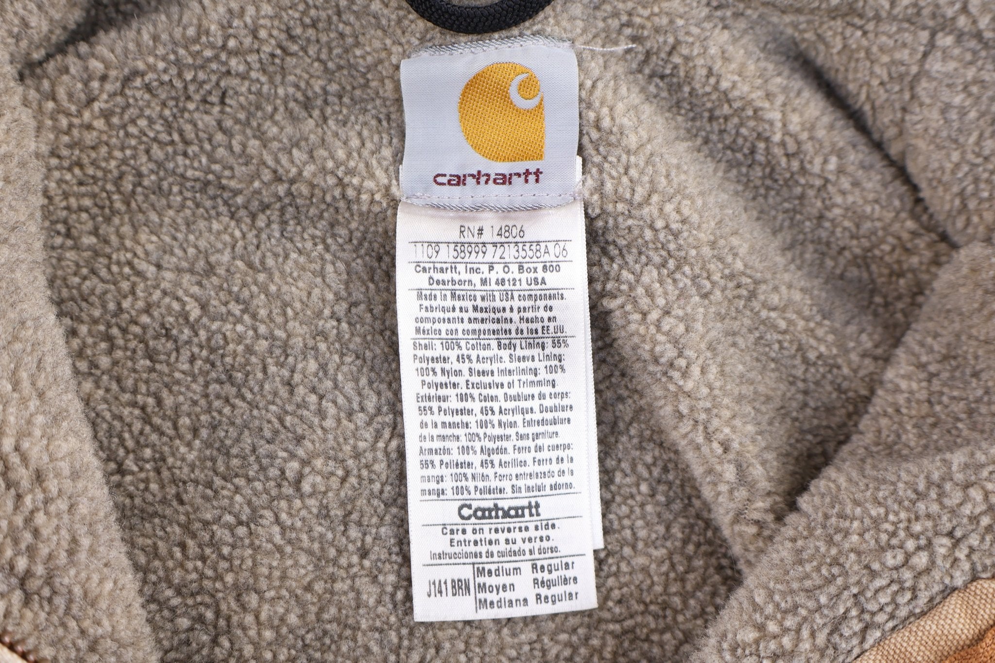 Carhartt Logo Patch Tan Full Zip Jacket - Jacket - Thrifted Threads