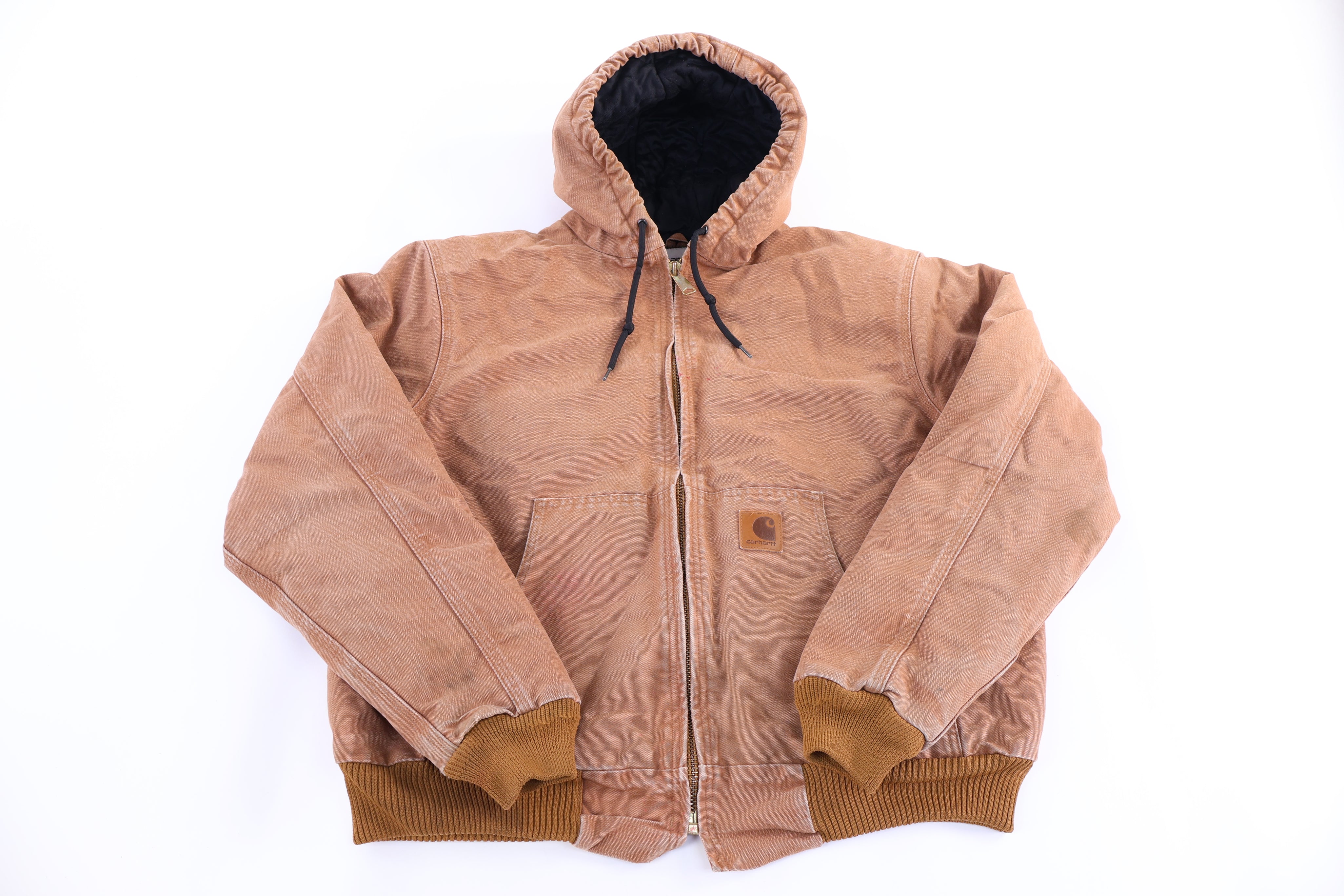 Carhartt Logo Patch Tan Full Zip Jacket - Jacket - Thrifted Threads