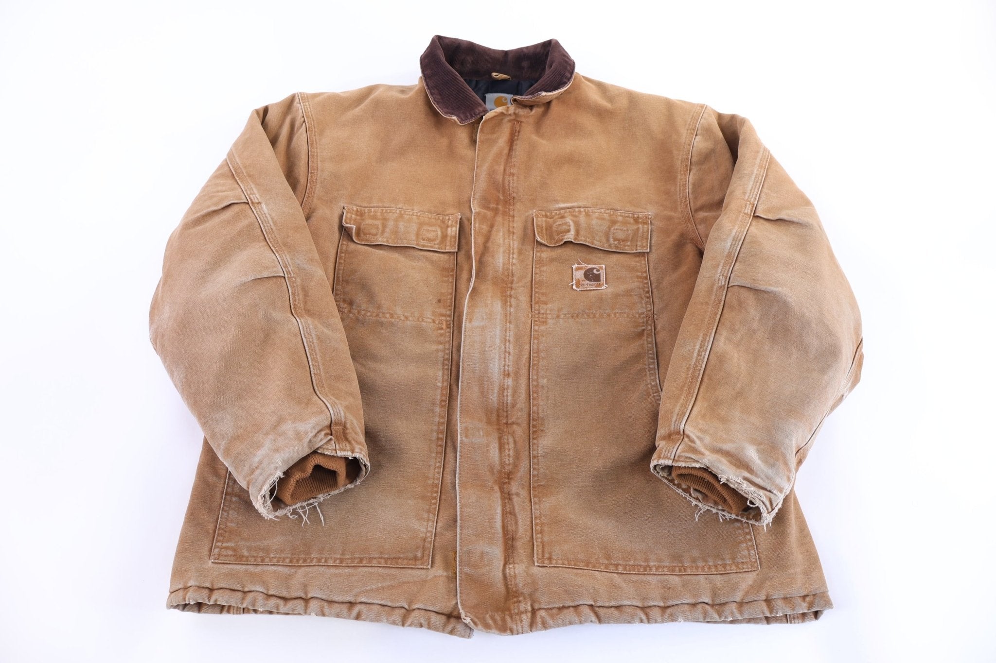 Carhartt Logo Patch Tan Full Zip Jacket - Jacket - Thrifted Threads