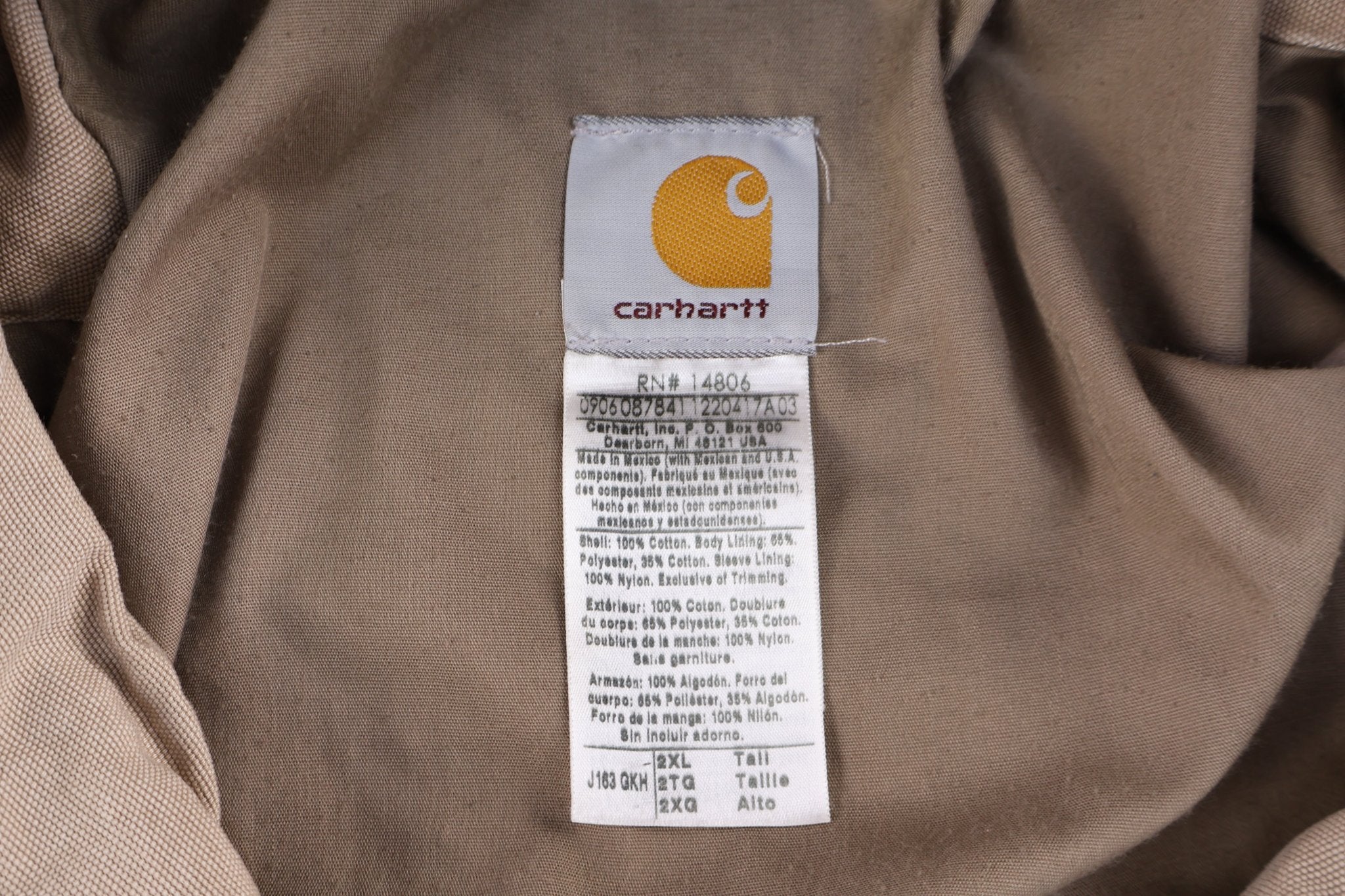 Carhartt Logo Patch Tan Full Zip Jacket - Jacket - Thrifted Threads