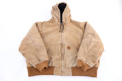 Carhartt Logo Patch Tan Full Zip Jacket - Jacket - Thrifted Threads