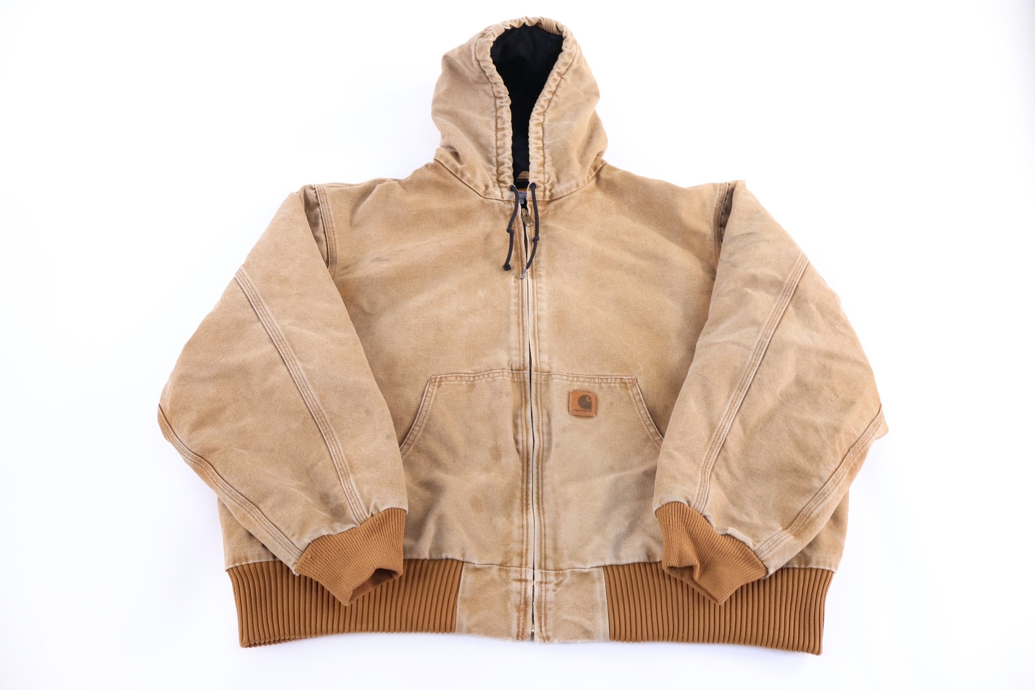 Carhartt Logo Patch Tan Full Zip Jacket - Jacket - Thrifted Threads
