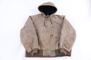 Carhartt Logo Patch Tan Full Zip Jacket - Jacket - Thrifted Threads