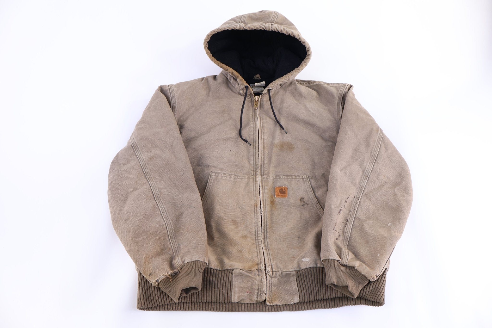 Carhartt Logo Patch Tan Full Zip Jacket - Jacket - Thrifted Threads