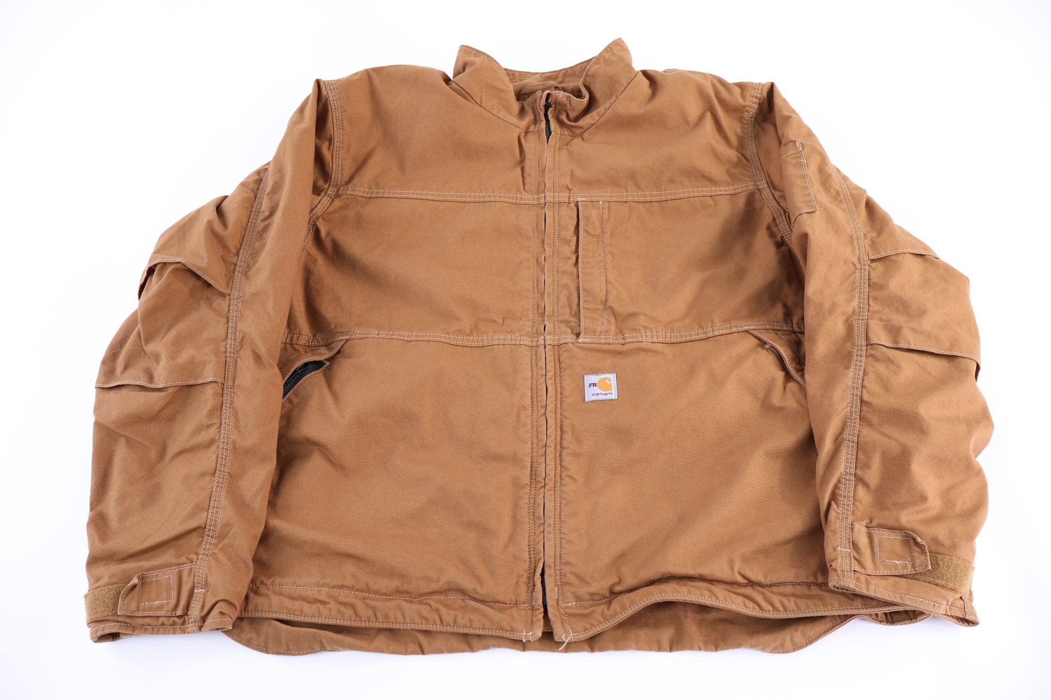 Carhartt Logo Patch Tan Full Zip Jacket - Jacket - Thrifted Threads