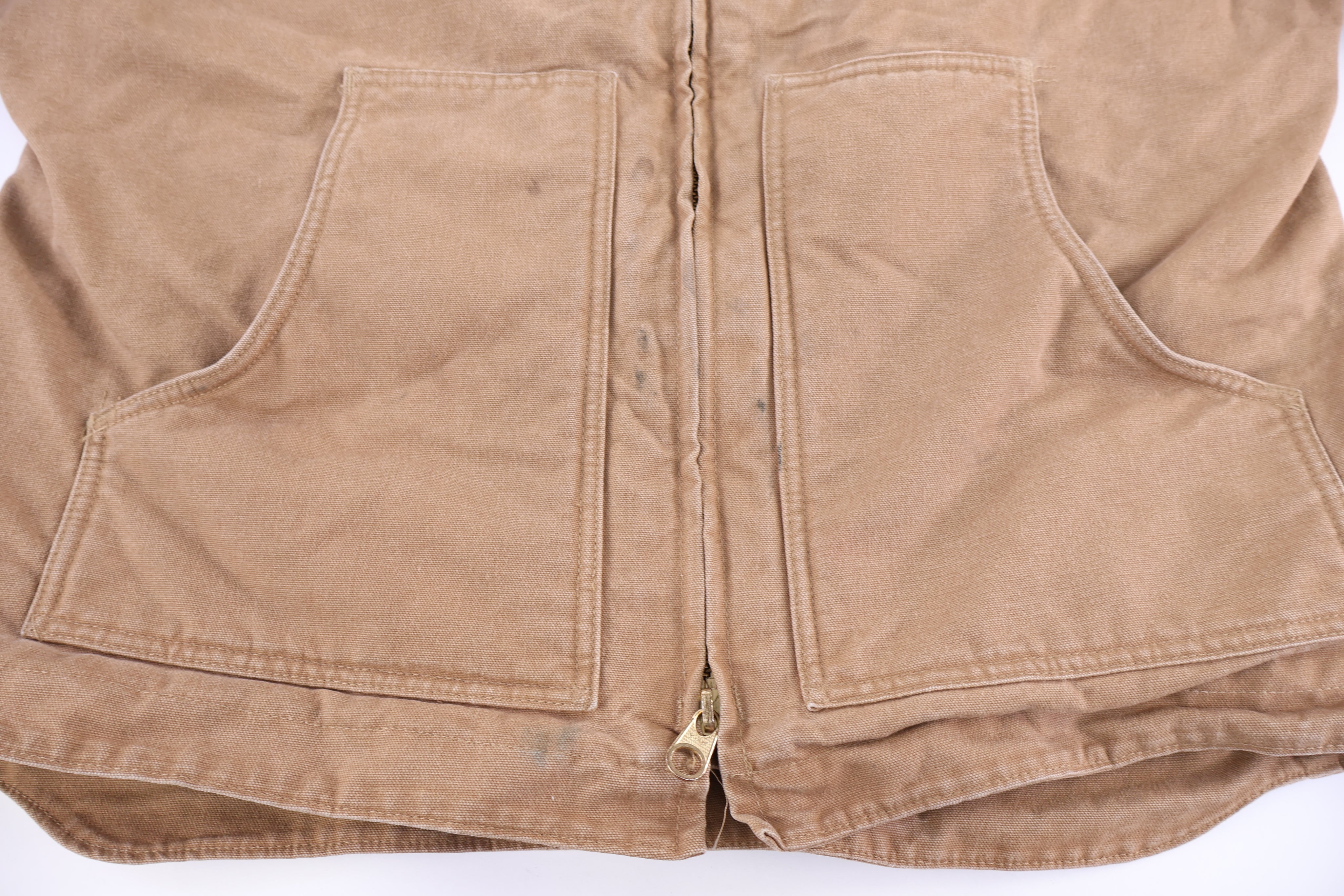 Carhartt Logo Patch Tan Full Zip Jacket - Jacket - Thrifted Threads