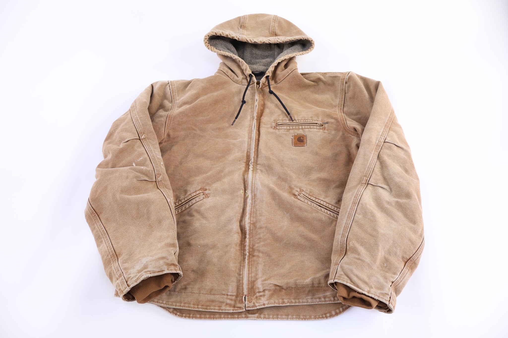 Carhartt Logo Patch Tan Full Zip Jacket - Jacket - Thrifted Threads