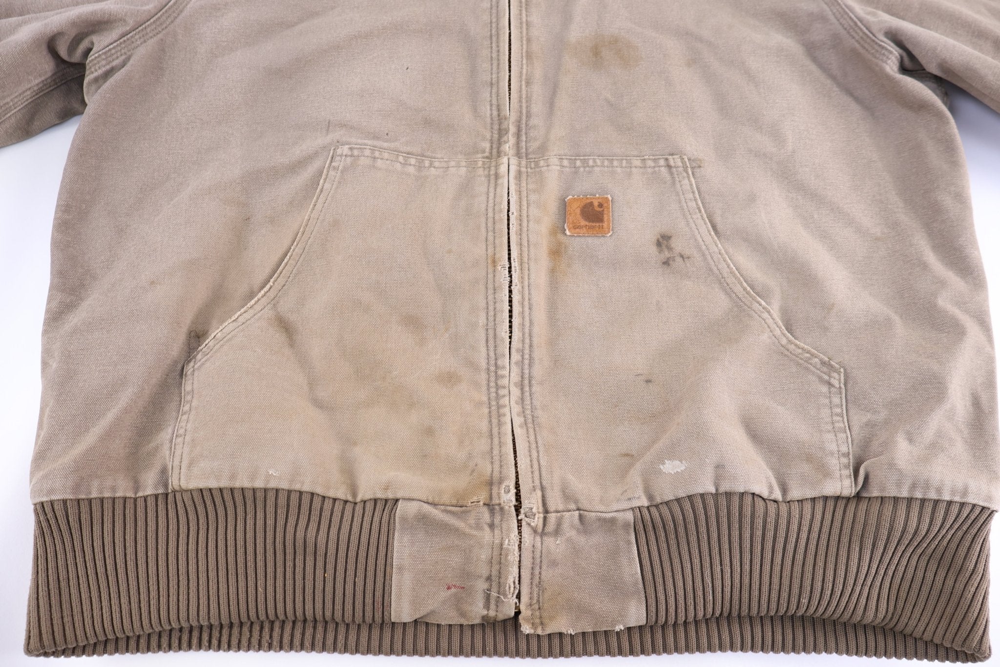 Carhartt Logo Patch Tan Full Zip Jacket - Jacket - Thrifted Threads