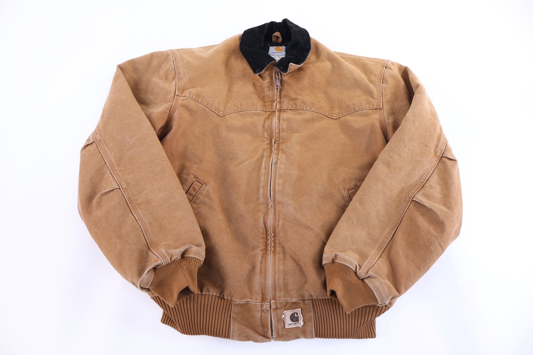 Carhartt Logo Patch Tan Full Zip Jacket - Jacket - Thrifted Threads