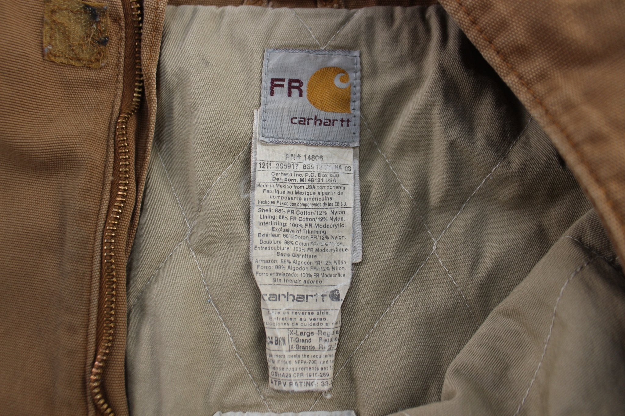 Carhartt Logo Patch Tan Full Zip Jacket - Jacket - Thrifted Threads