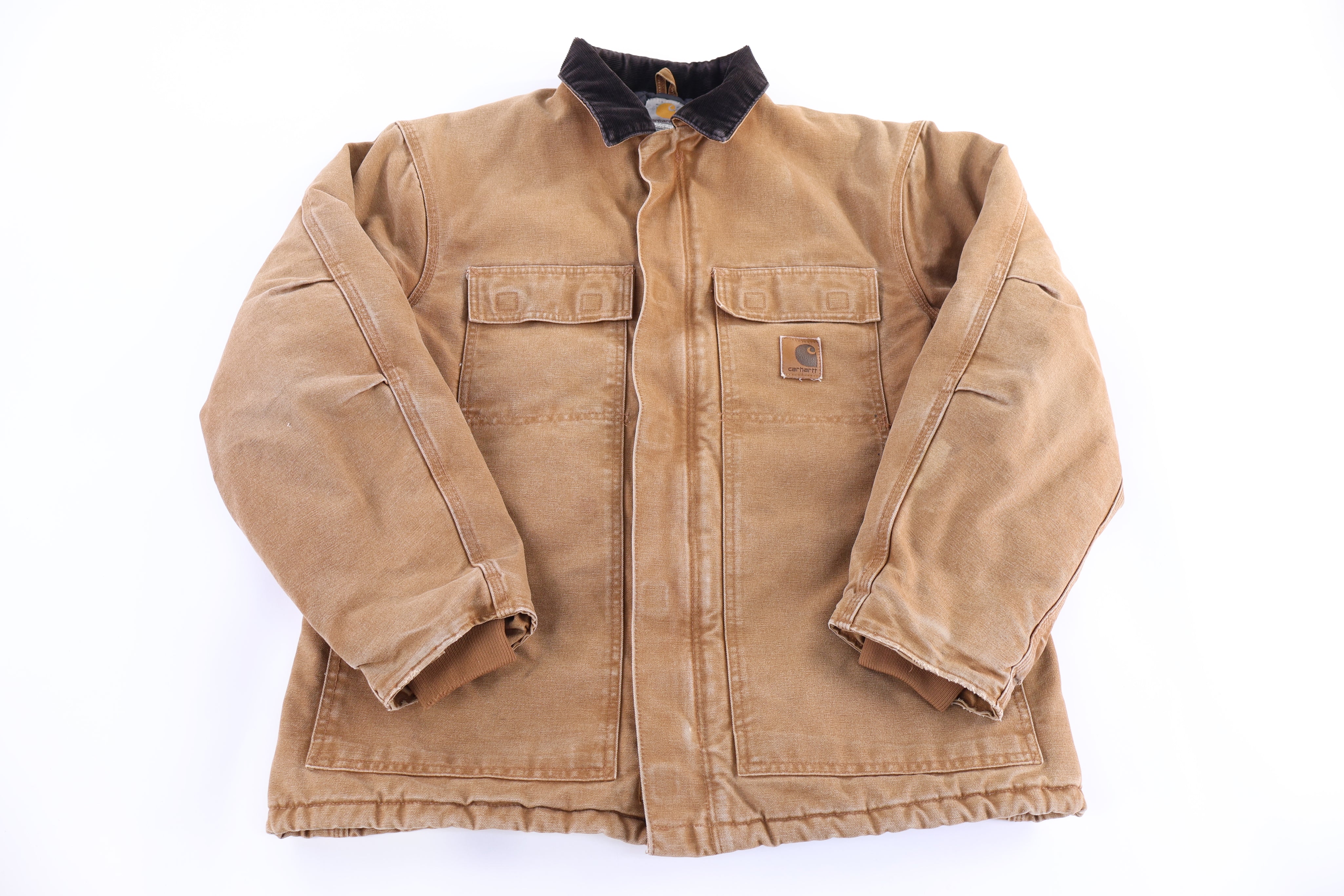 Carhartt Logo Patch Tan Full Zip Jacket - Jackets - Thrifted Threads