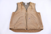 Carhartt Logo Patch Tan Full Zip Vest - Vest - Thrifted Threads