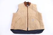 Carhartt Logo Patch Tan Full Zip Vest - Vest - Thrifted Threads