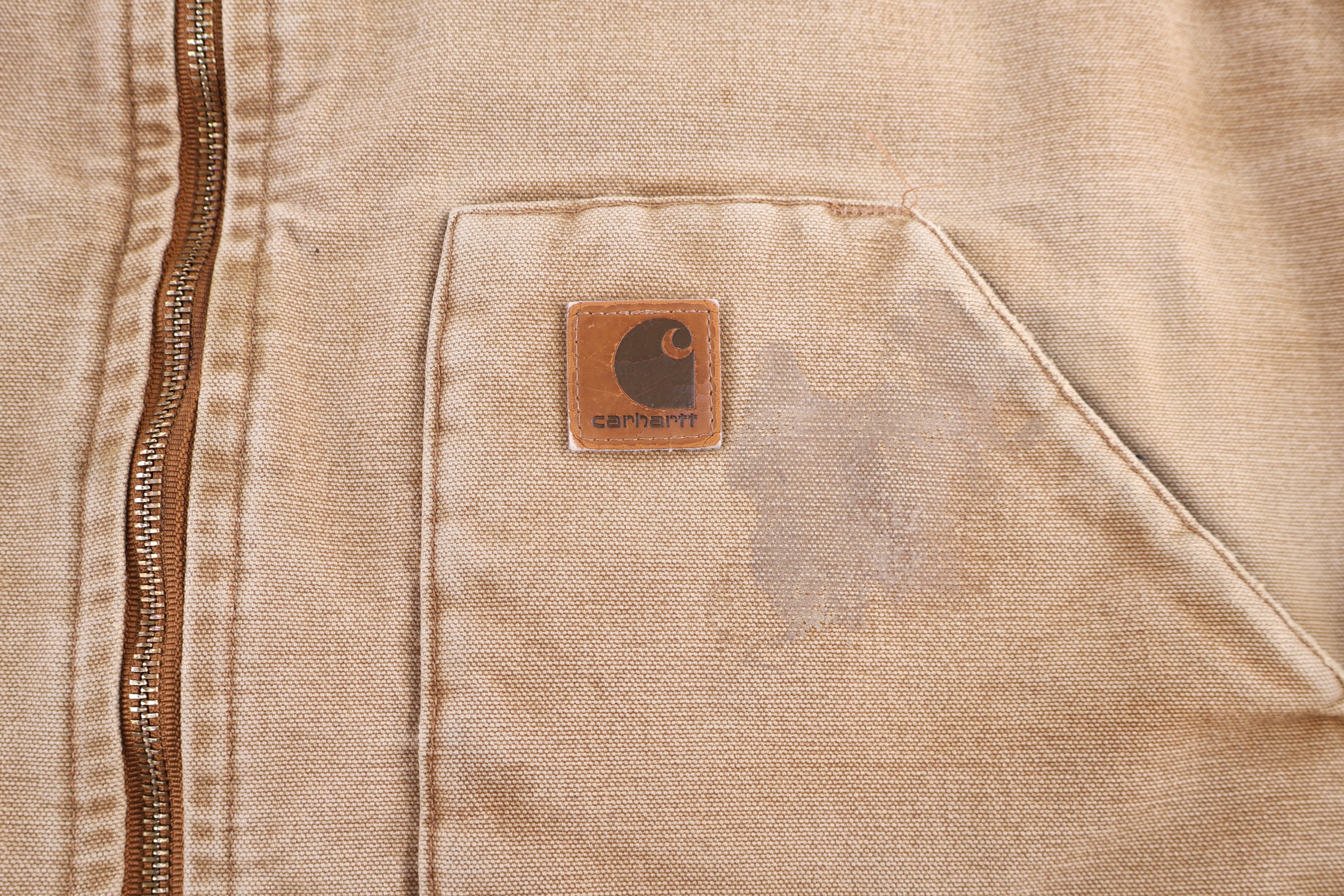 Carhartt Logo Patch Tan Full Zip Vest - Vest - Thrifted Threads