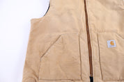 Carhartt Logo Patch Tan Full Zip Vest - Vest - Thrifted Threads