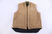 Carhartt Logo Patch Tan Full Zip Vest - Vest - Thrifted Threads