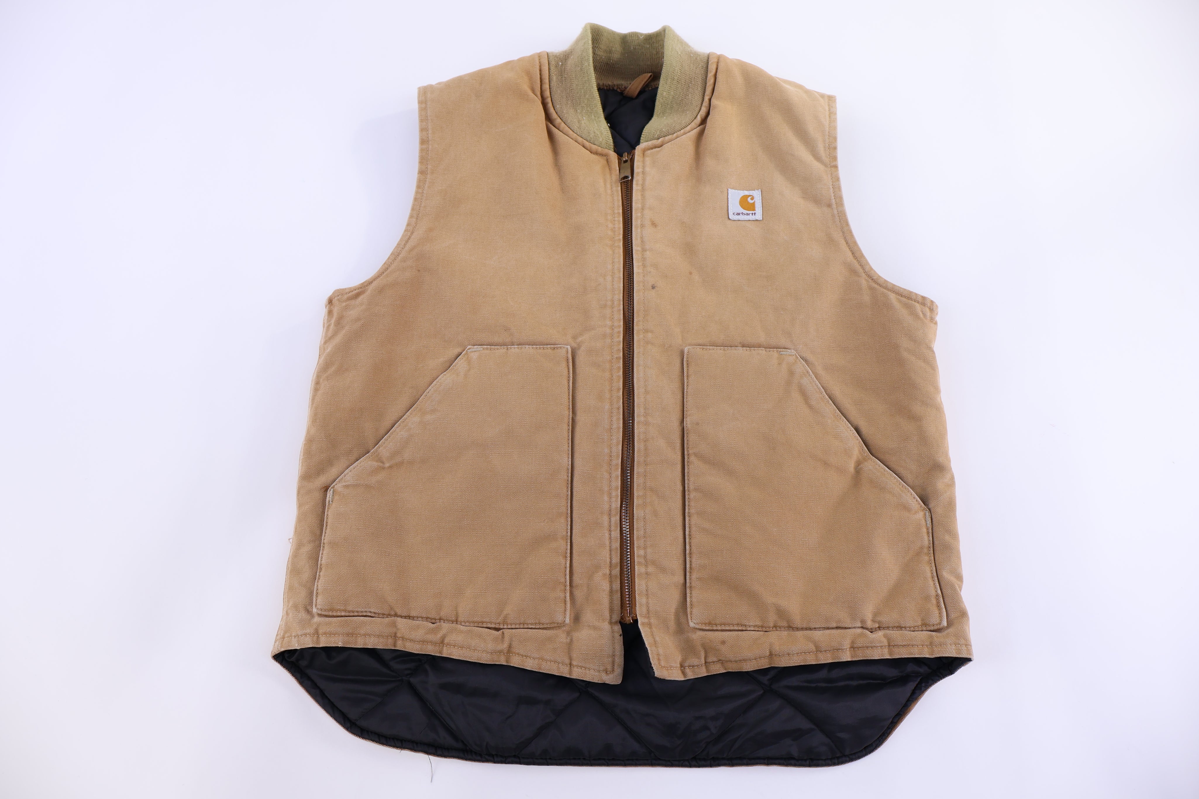 Carhartt Logo Patch Tan Full Zip Vest - Vest - Thrifted Threads
