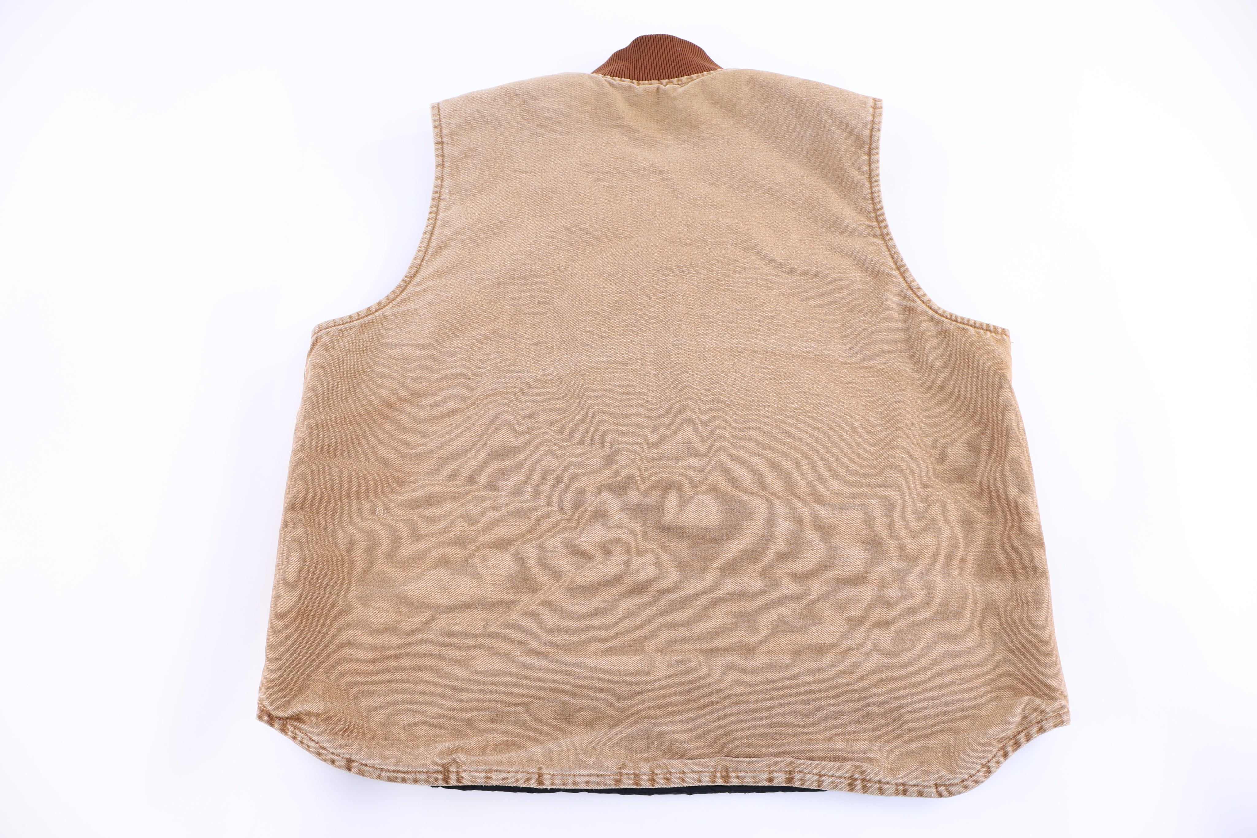 Carhartt Logo Patch Tan Full Zip Vest - Vest - Thrifted Threads
