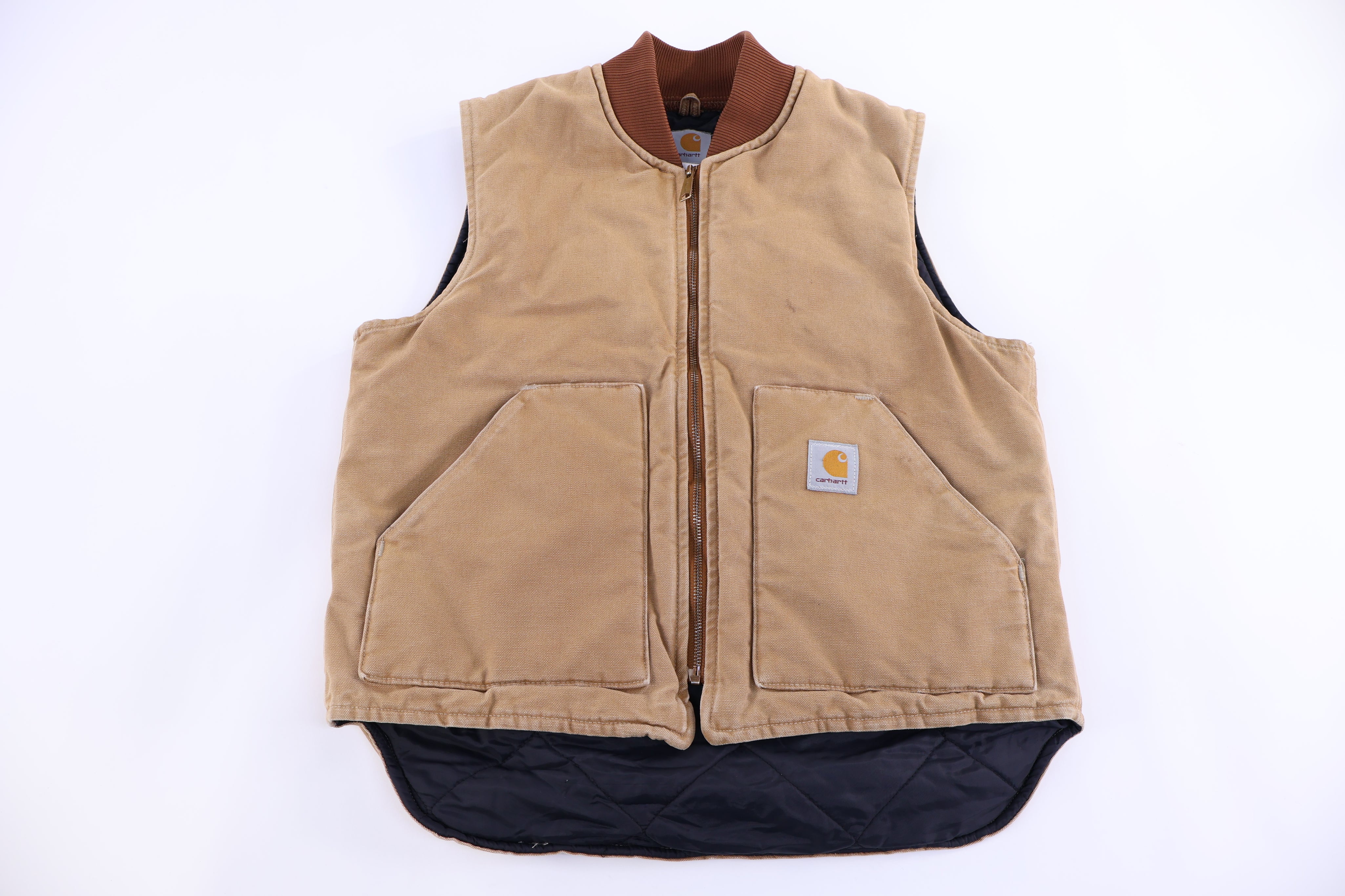 Carhartt Logo Patch Tan Full Zip Vest - Vest - Thrifted Threads