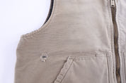 Carhartt Logo Patch Tan Full Zip Vest - Vest - Thrifted Threads