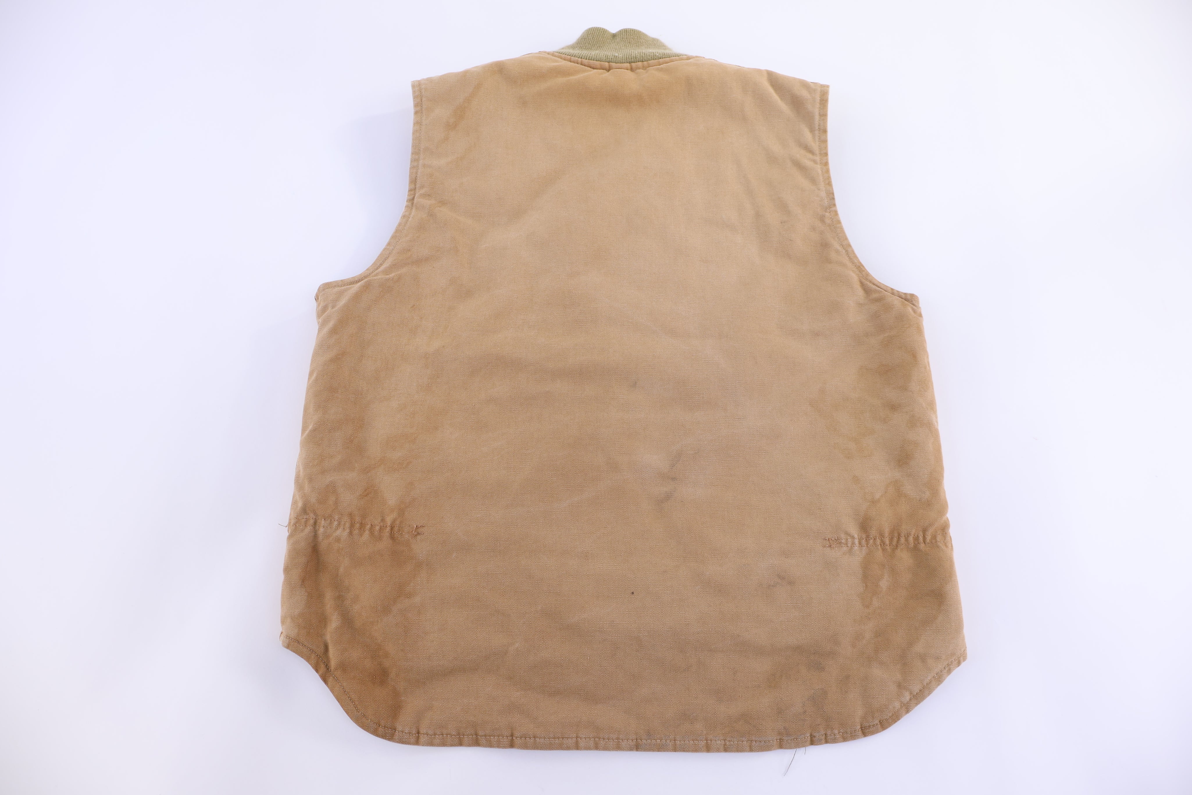 Carhartt Logo Patch Tan Full Zip Vest - Vest - Thrifted Threads