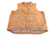 Carhartt Logo Patch Tan Full Zip Vest - Vest - Thrifted Threads