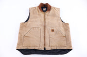 Carhartt Logo Patch Tan Full Zip Vest - Vest - Thrifted Threads