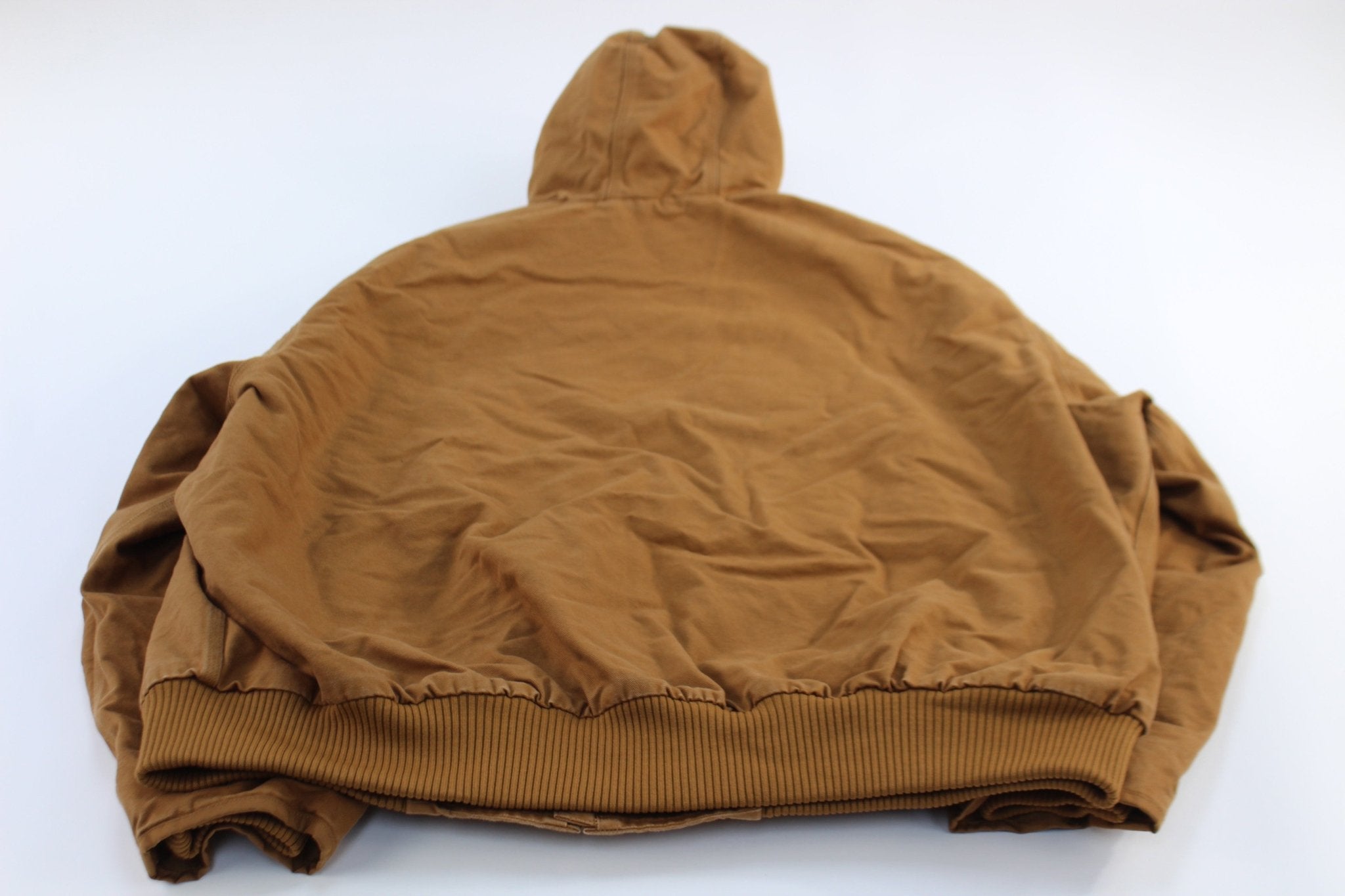 Carhartt Logo Patch Tan Loose Fit Hooded Jacket - ThriftedThreads.com