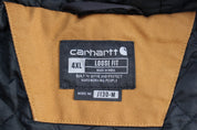 Carhartt Logo Patch Tan Loose Fit Hooded Jacket - ThriftedThreads.com