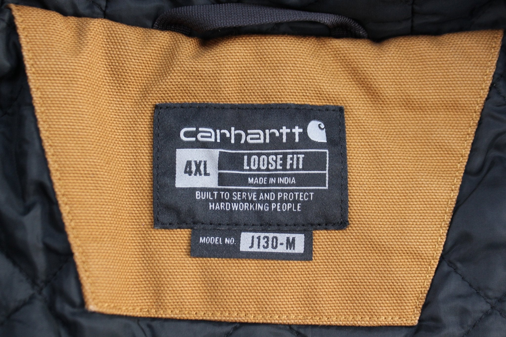 Carhartt Logo Patch Tan Loose Fit Hooded Jacket - ThriftedThreads.com