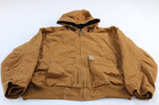 Carhartt Logo Patch Tan Loose Fit Hooded Jacket - ThriftedThreads.com