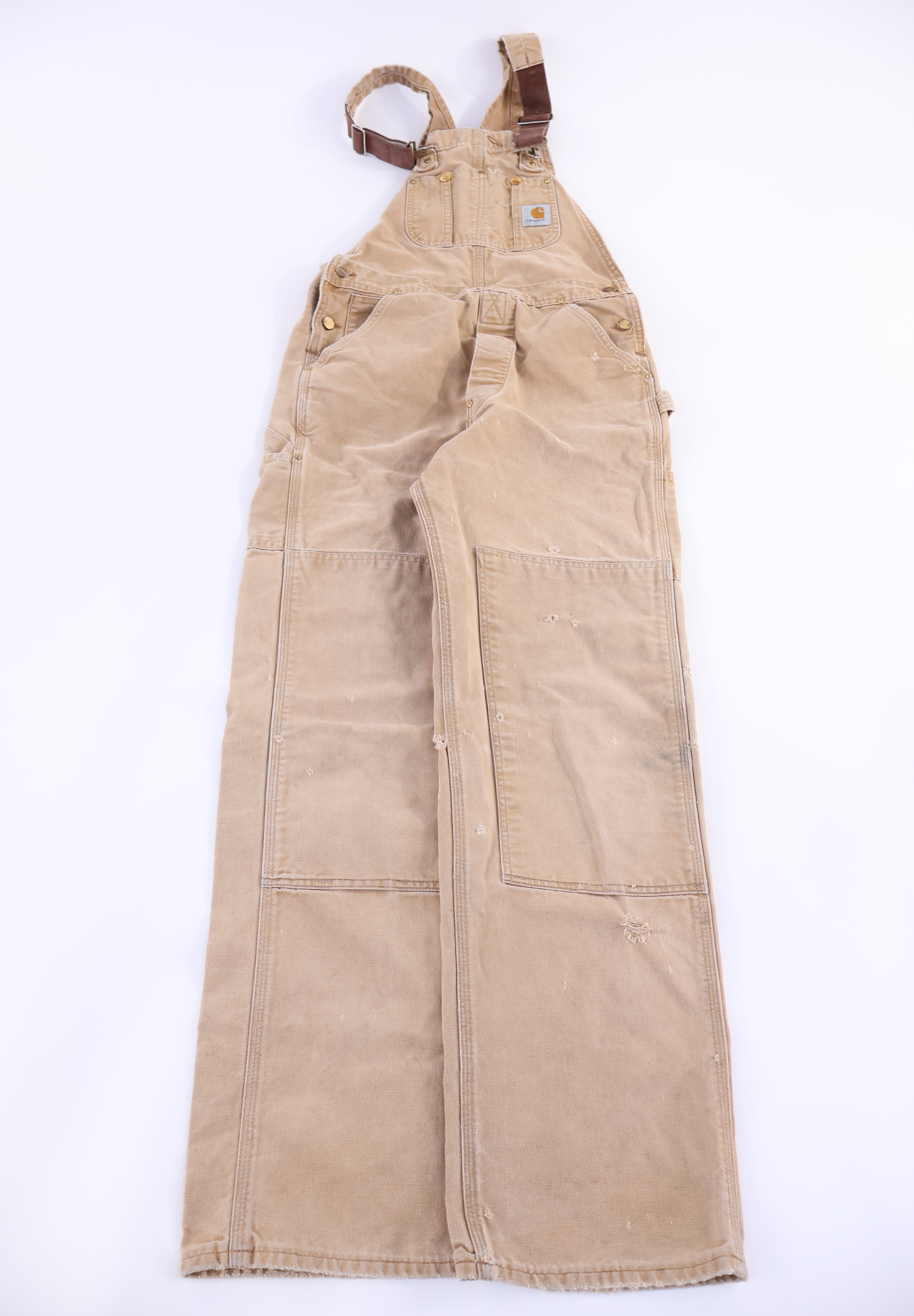 Carhartt Logo Patch Tan Overalls - Overalls - Thrifted Threads