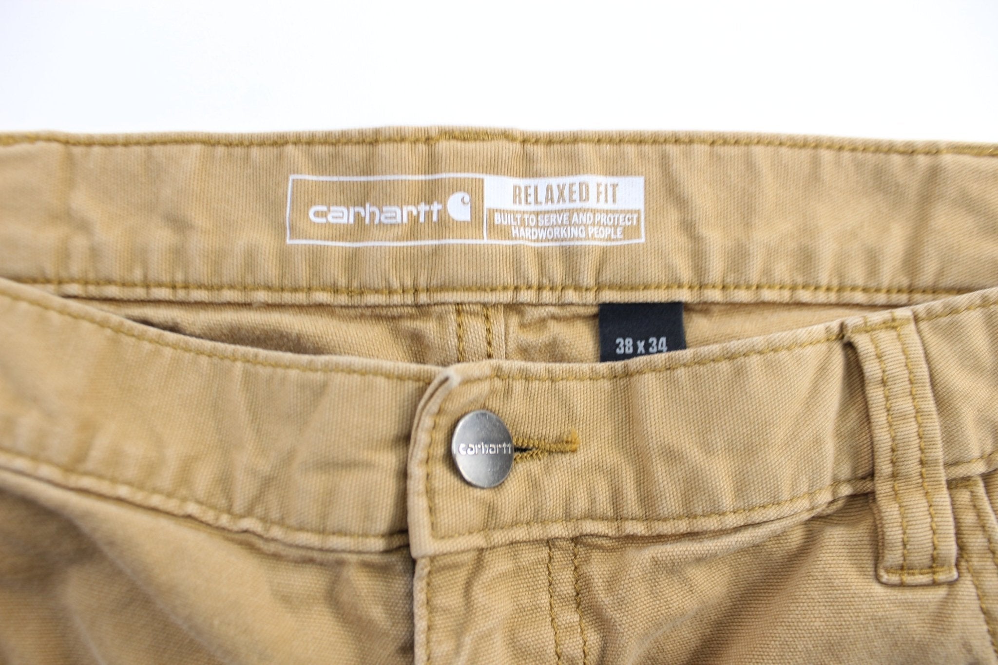 Carhartt Logo Patch Tan Pants - ThriftedThreads.com