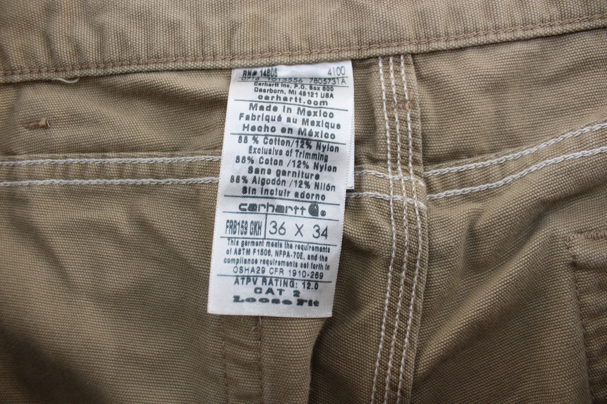 Carhartt Logo Patch Tan Pants - ThriftedThreads.com