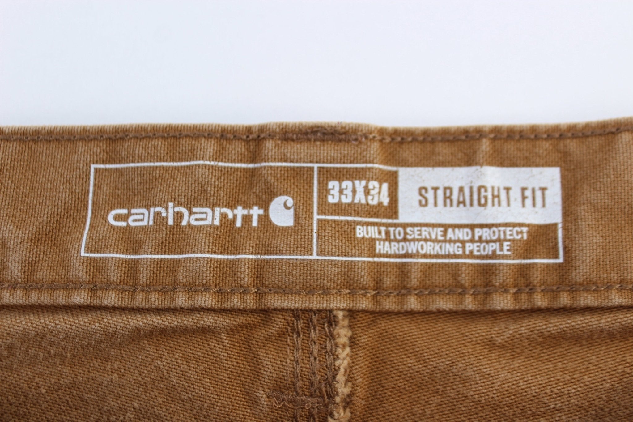 Carhartt Logo Patch Tan Pants - ThriftedThreads.com
