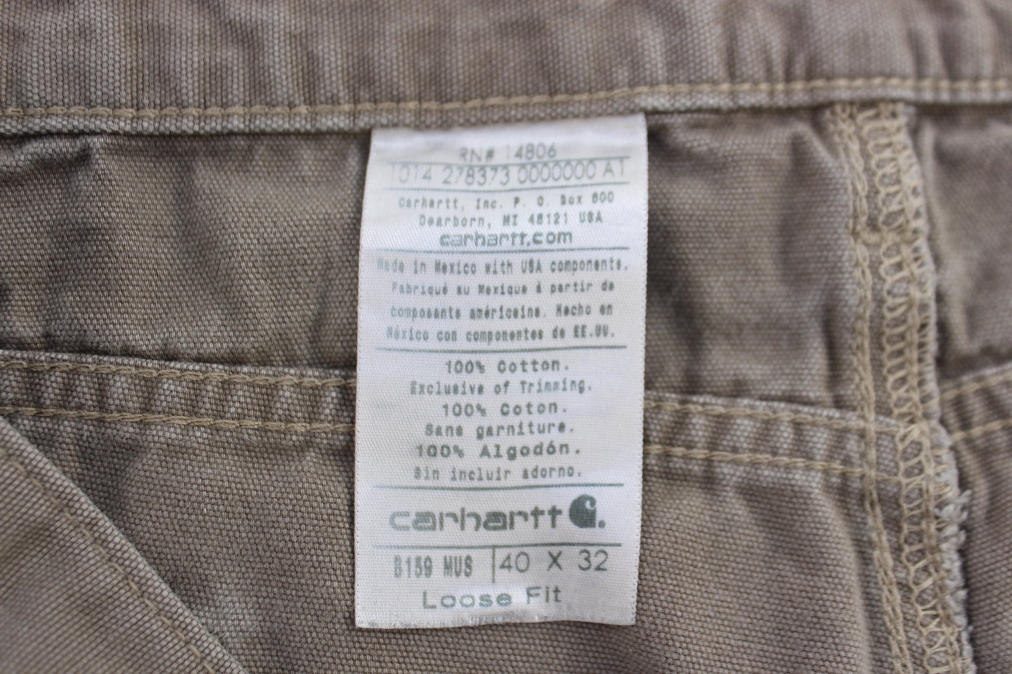 Carhartt Logo Patch Tan Pants - ThriftedThreads.com