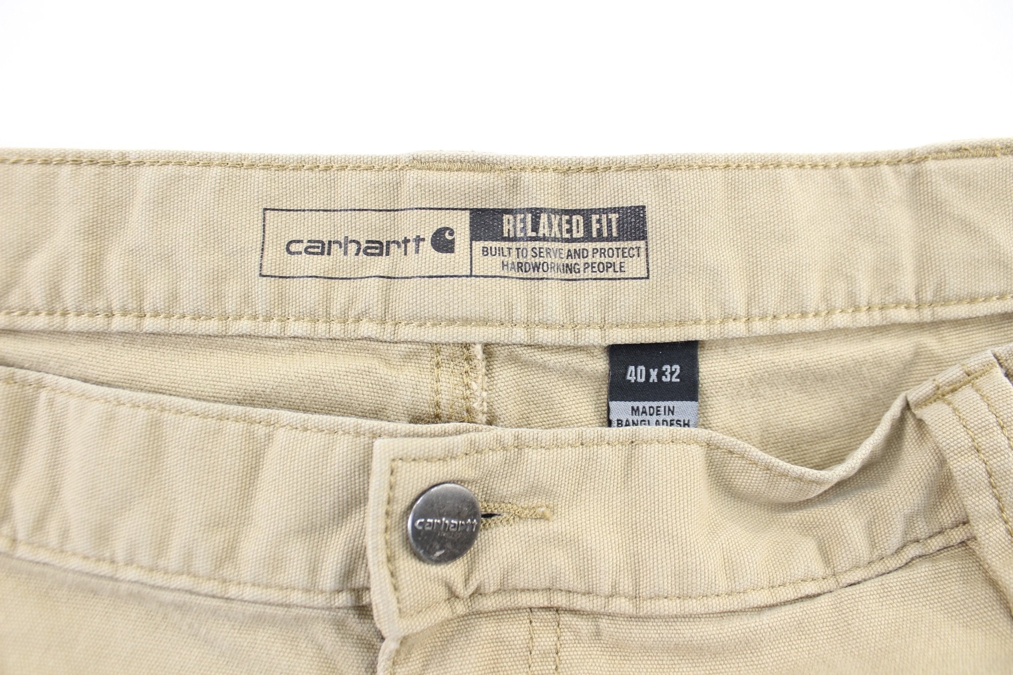 Carhartt Logo Patch Tan Pants - ThriftedThreads.com