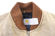 Carhartt Logo Patch Tan Quilted Zip Up Vest - ThriftedThreads.com