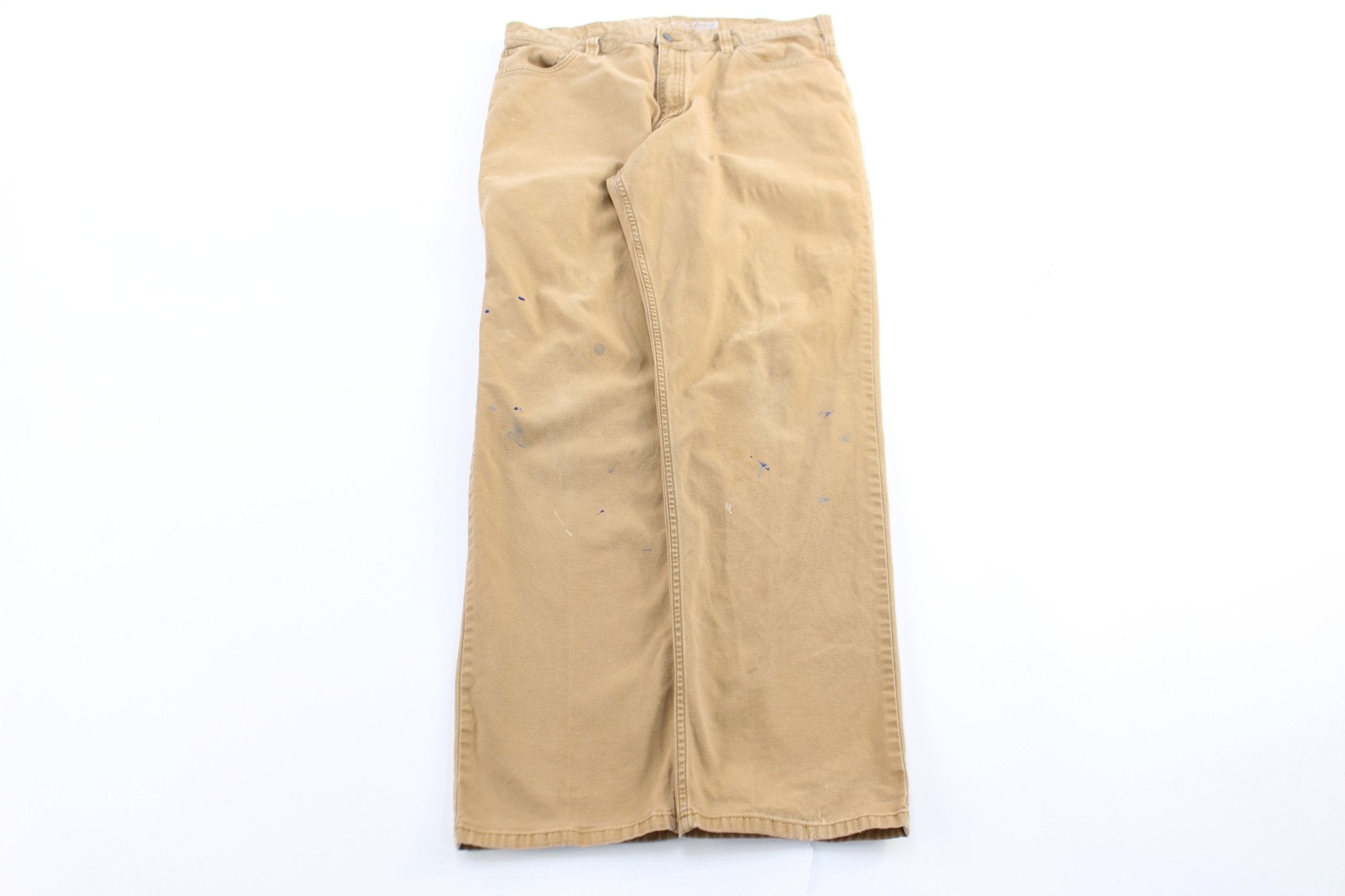 Carhartt Logo Patch Tan Relaxed Fit Pants - ThriftedThreads.com