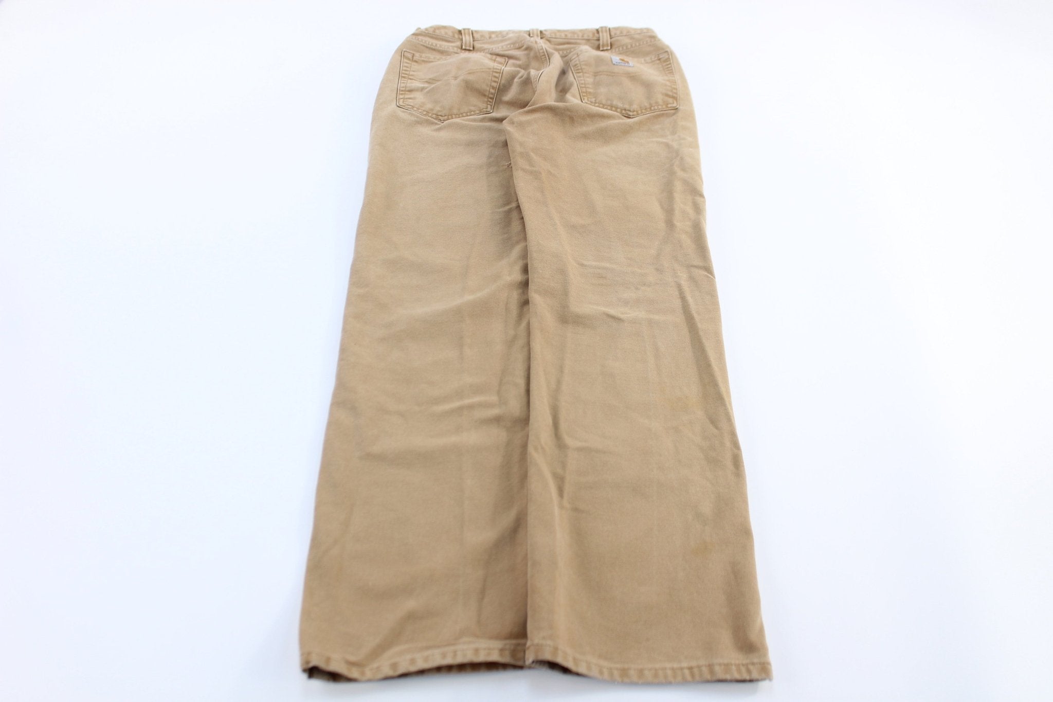 Carhartt Logo Patch Tan Relaxed Fit Pants - ThriftedThreads.com