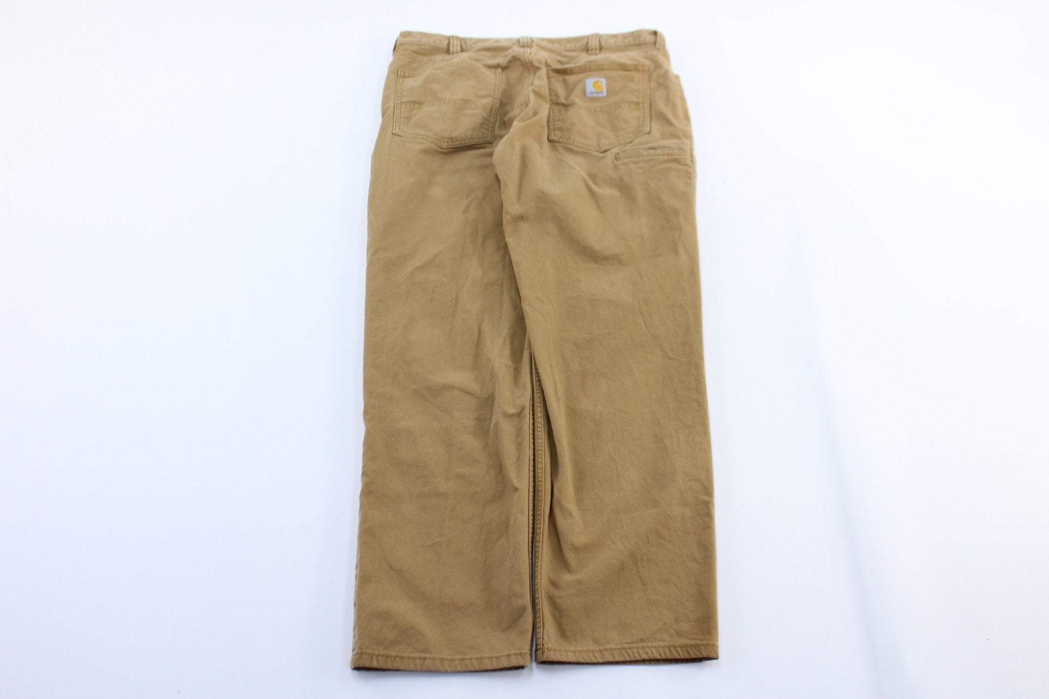 Carhartt Logo Patch Tan Relaxed Fit Pants - ThriftedThreads.com