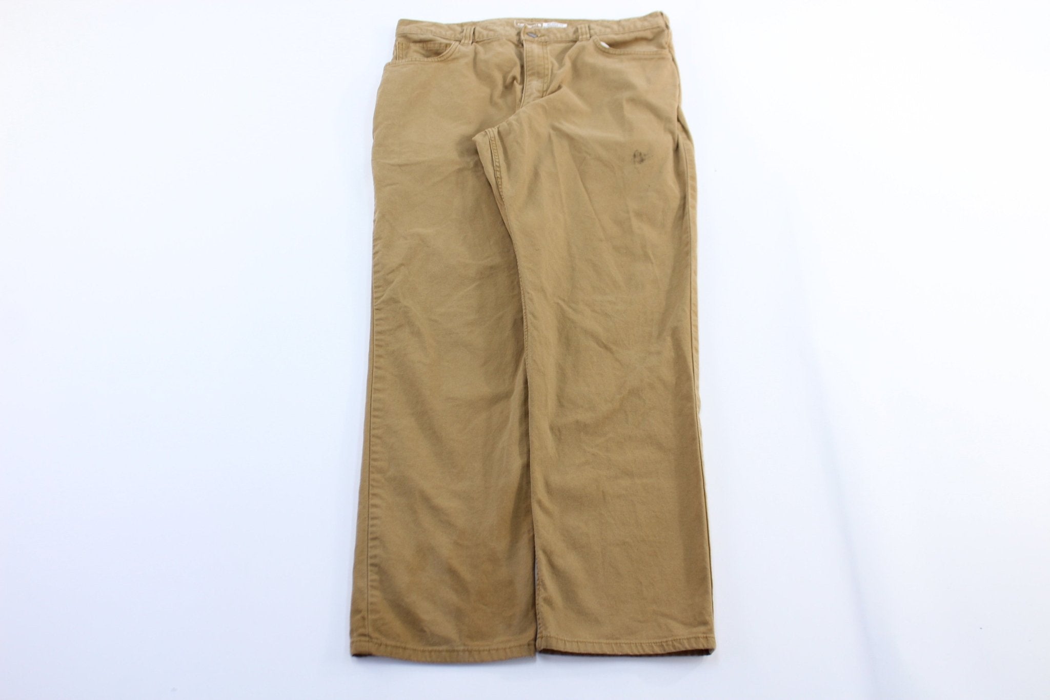 Carhartt Logo Patch Tan Relaxed Fit Pants - ThriftedThreads.com