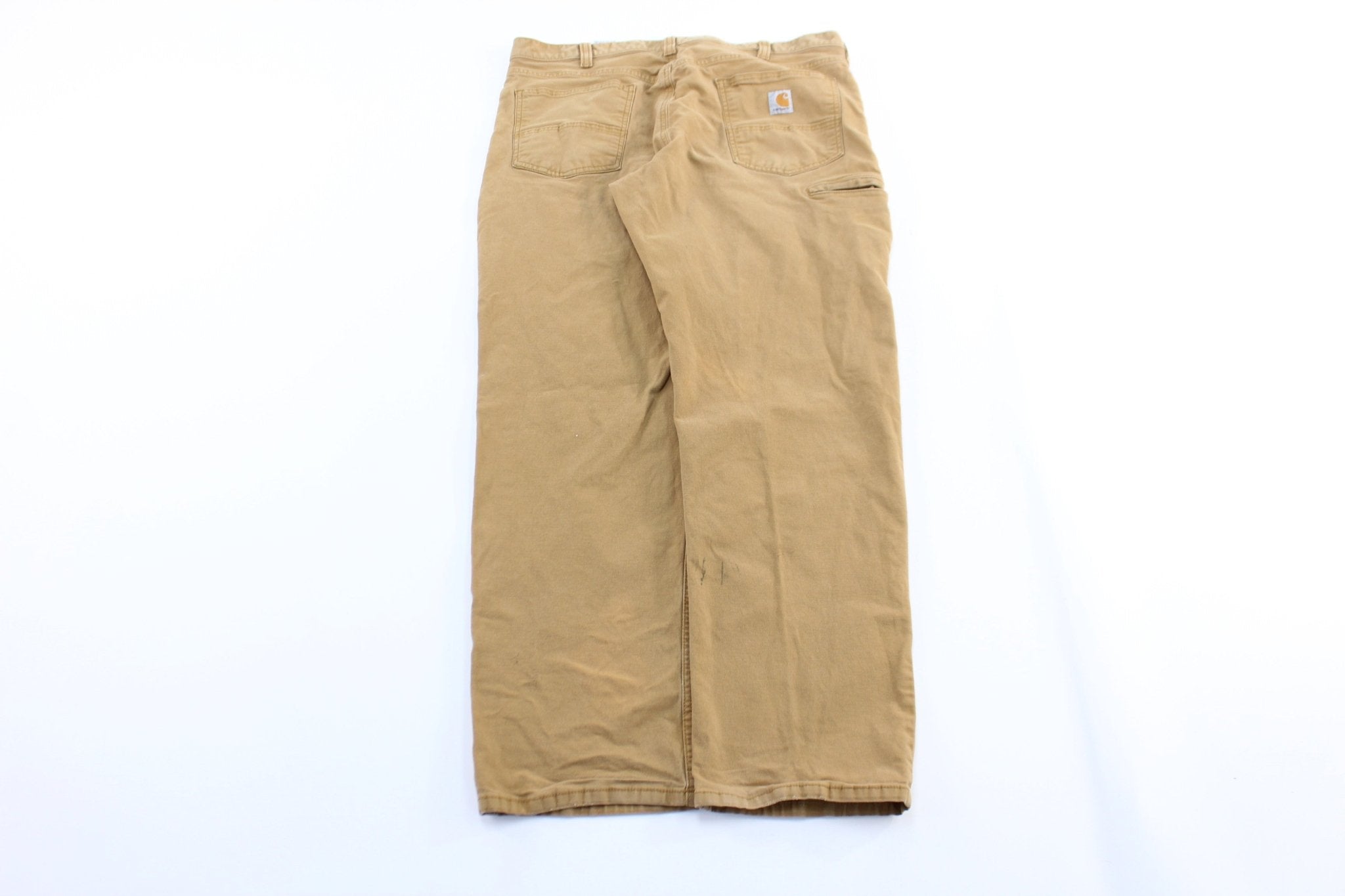 Carhartt Logo Patch Tan Relaxed Fit Pants - ThriftedThreads.com